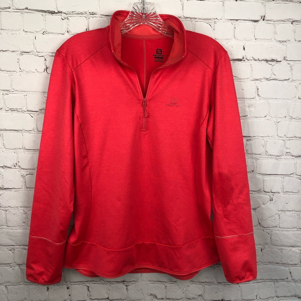 Salomon Red Zip Up Sweater with High Collar - Picture 2 of 9